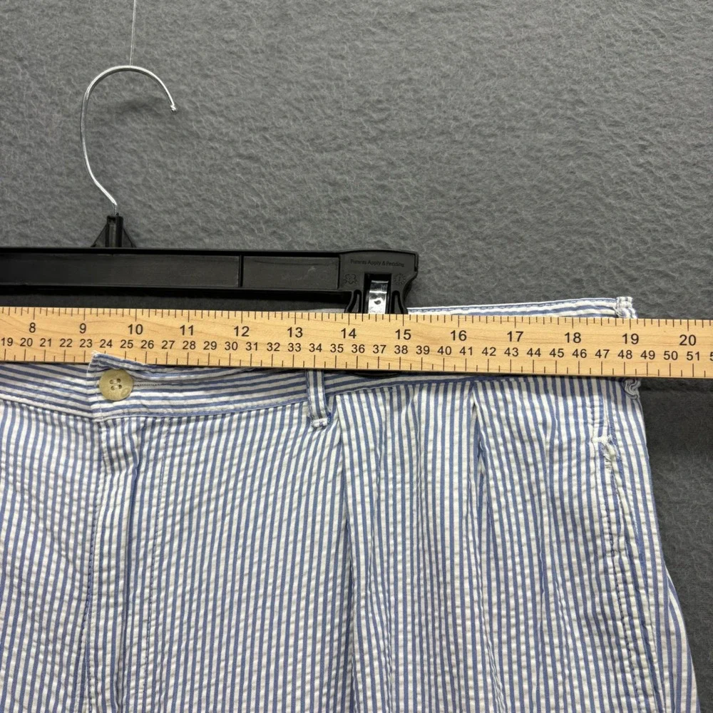 Polo Ralph Lauren Mens Blue White Striped Seersucker Pleated Pants 38x30 USA